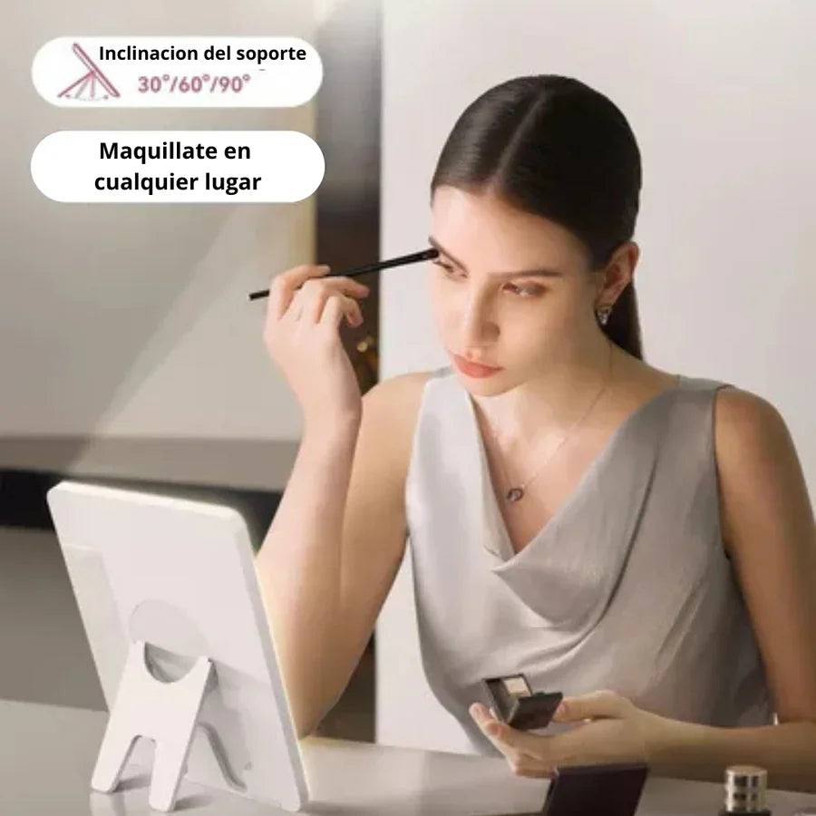 Estuche de Maquillaje Portátil con Espejo LED