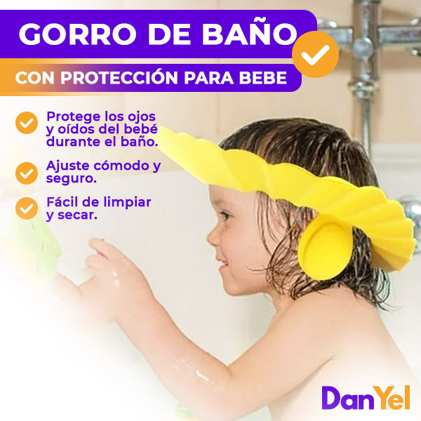 GORRO DE BAÑO CON PROTECCIÓN PARA BEBE  2 X 1