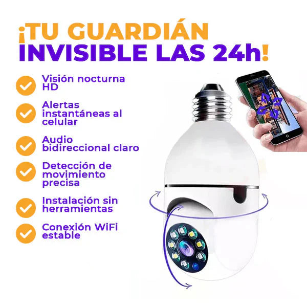 Bombilla Vigilante 360° Wifi. Cámara De Seguridad