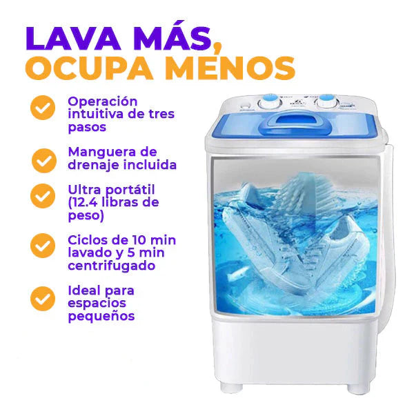 Mini Lavadora Eléctrica Portátil Compacta