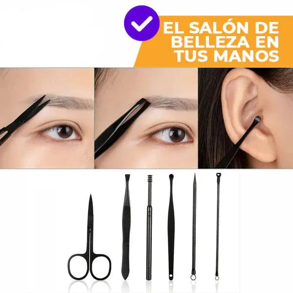 Kit de Manicura y Pedicura de 16 Piezas con Estuche. Equipo Profesional