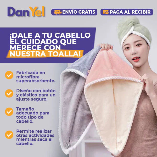 Toalla de Cabello Super Absorbente 2x1