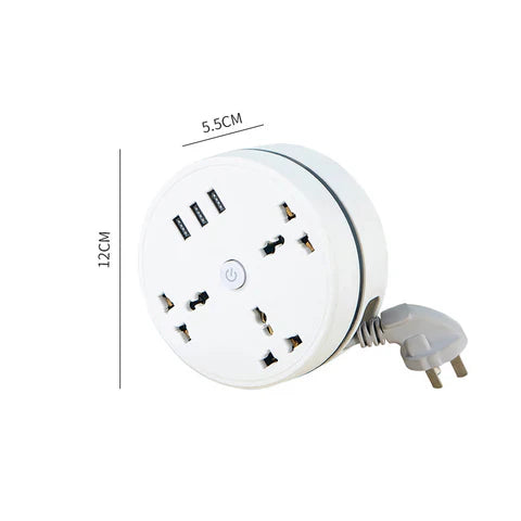 Regleta Circular con Puertos USB y Cable Extensible