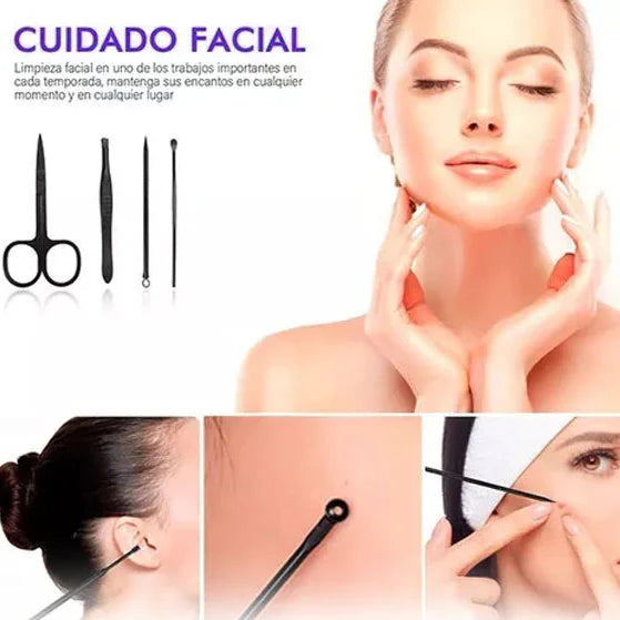 Kit de Manicura y Pedicura de 16 Piezas con Estuche. Equipo Profesional