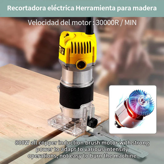 Router Eléctrico para Madera con 6 Velocidades y Kit de 5 Piezas