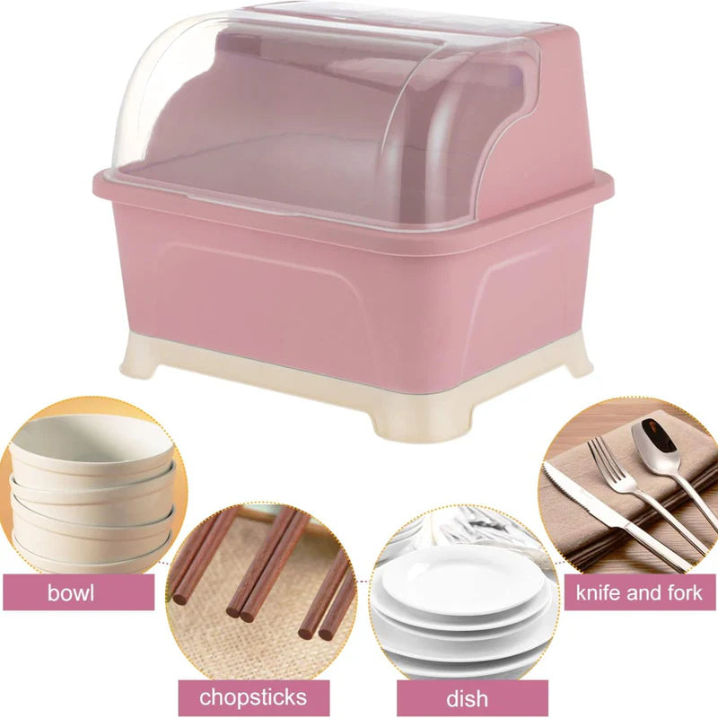 Escurridor de Platos Multifuncional con Bandeja de Drenaje