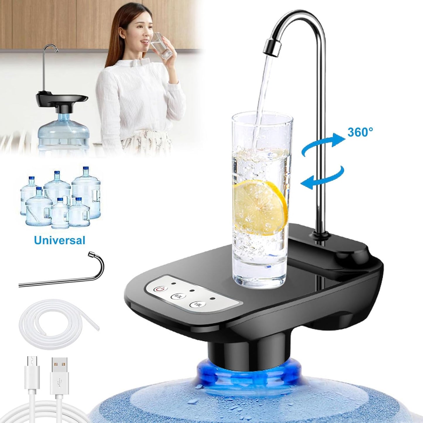 Dispensador de Agua Eléctrico con Base para Vaso