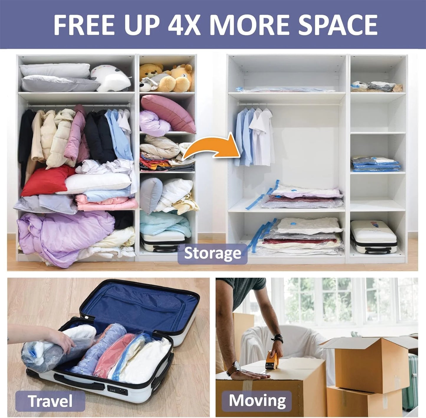 Kit de Bolsas de Almacenamiento al Vacío 3x1