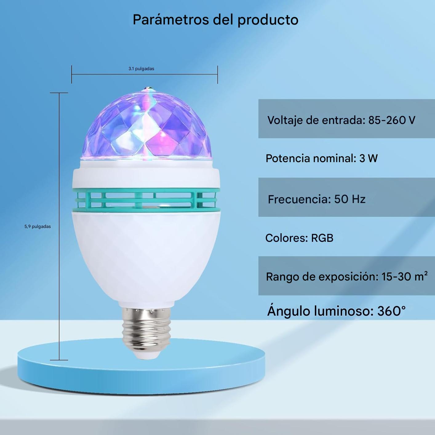 Luz De Discoteca Giratoria | Bombilla LED Multicolor Para Hogar Y Club 2x1