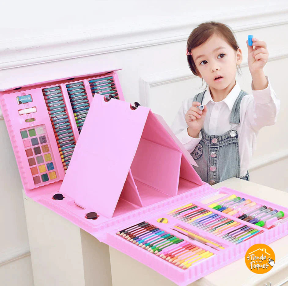 Set Arte Niños Maleta 208 Piezas Crayon Acuarela Plumon