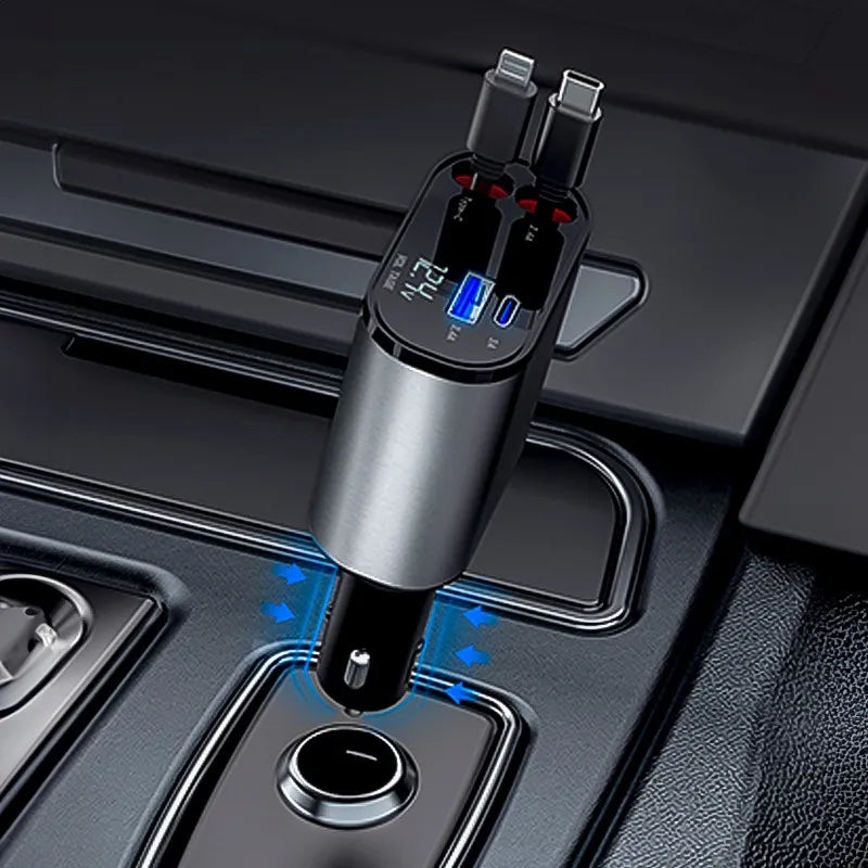 Cargador para Auto 4 en 1. Carga Rápida