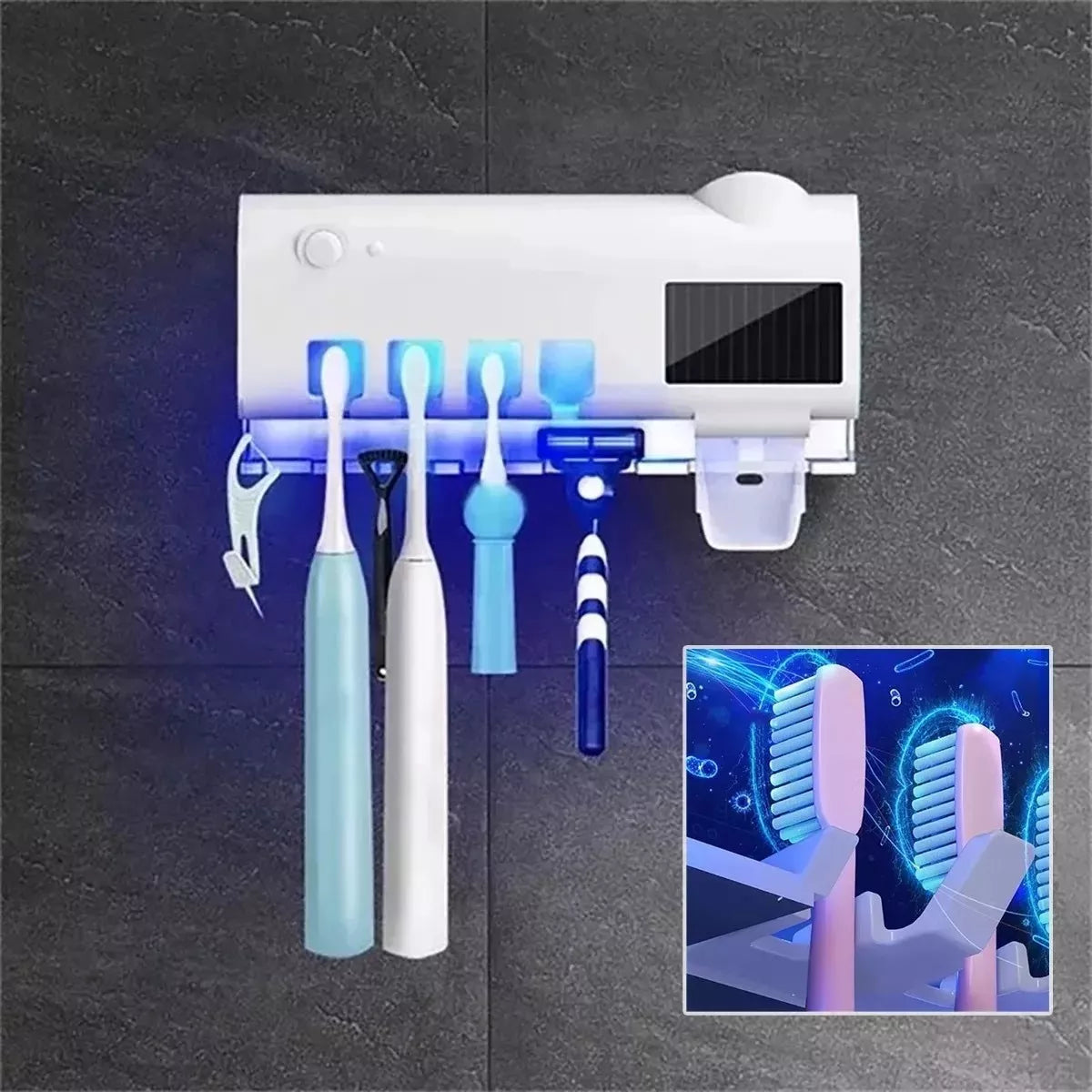 Porta Cepillo Dispensador de Crema Dental Con Esterilizador UV