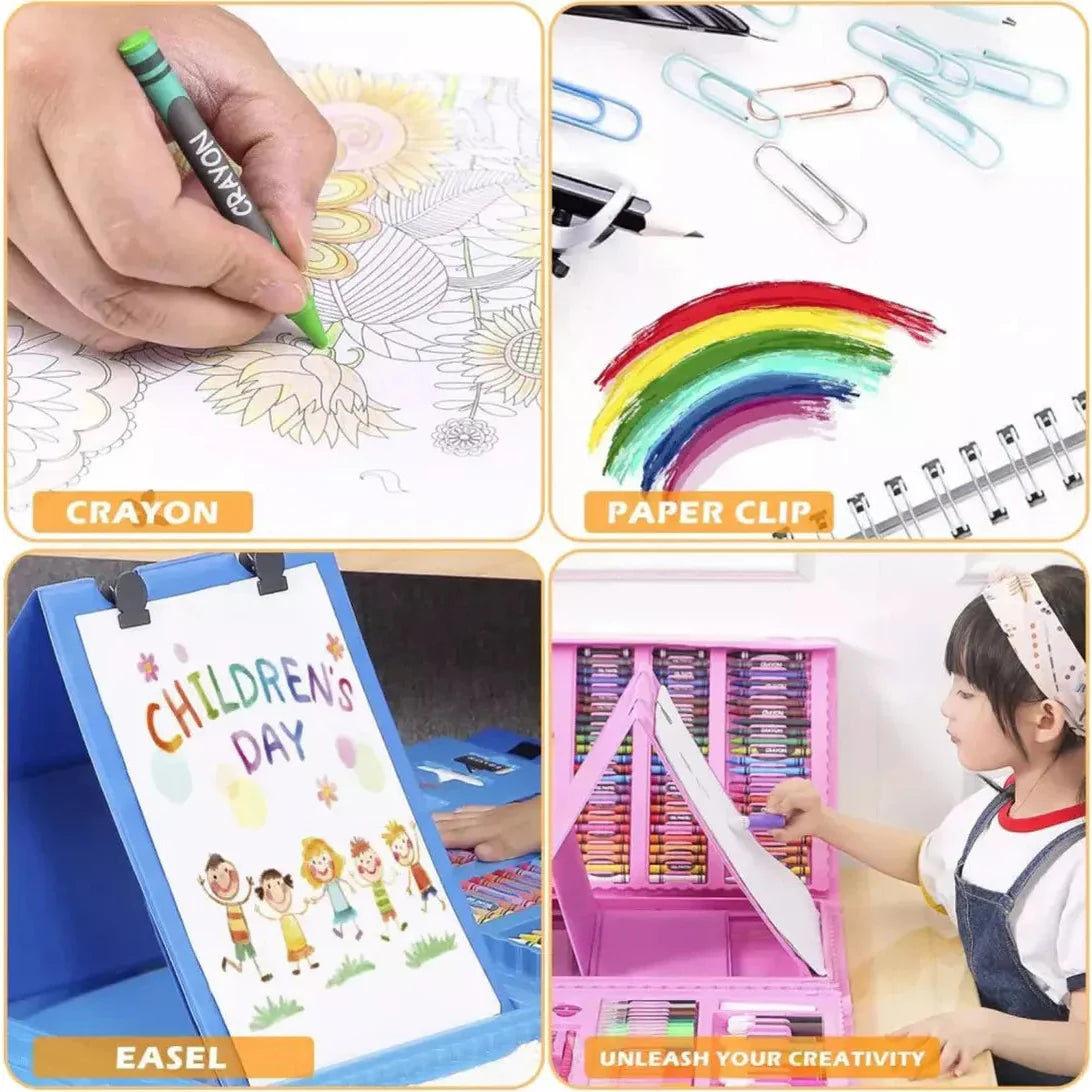 Set Arte Niños Maleta 208 Piezas Crayon Acuarela Plumon