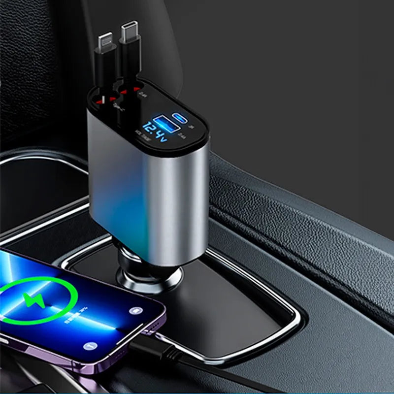 Cargador para Auto 4 en 1. Carga Rápida