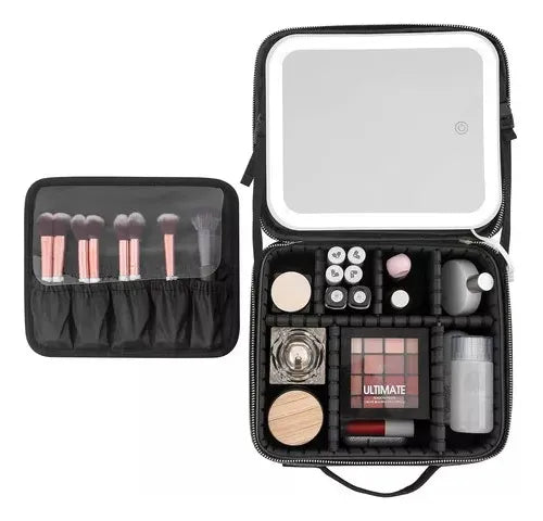 Estuche de Maquillaje Portátil con Espejo LED