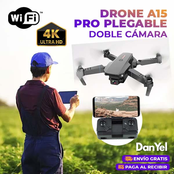 DRONE PLEGABLE A15 PRO DOBLE CÁMARA 4K WIFI