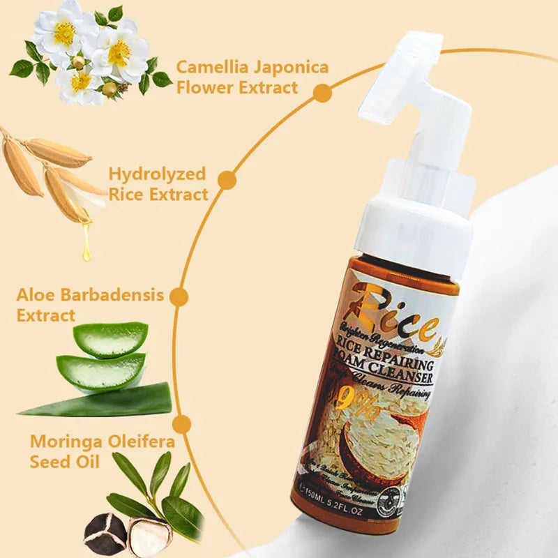 Espuma Limpiadora Facial con Extracto de Arroz Orgánico