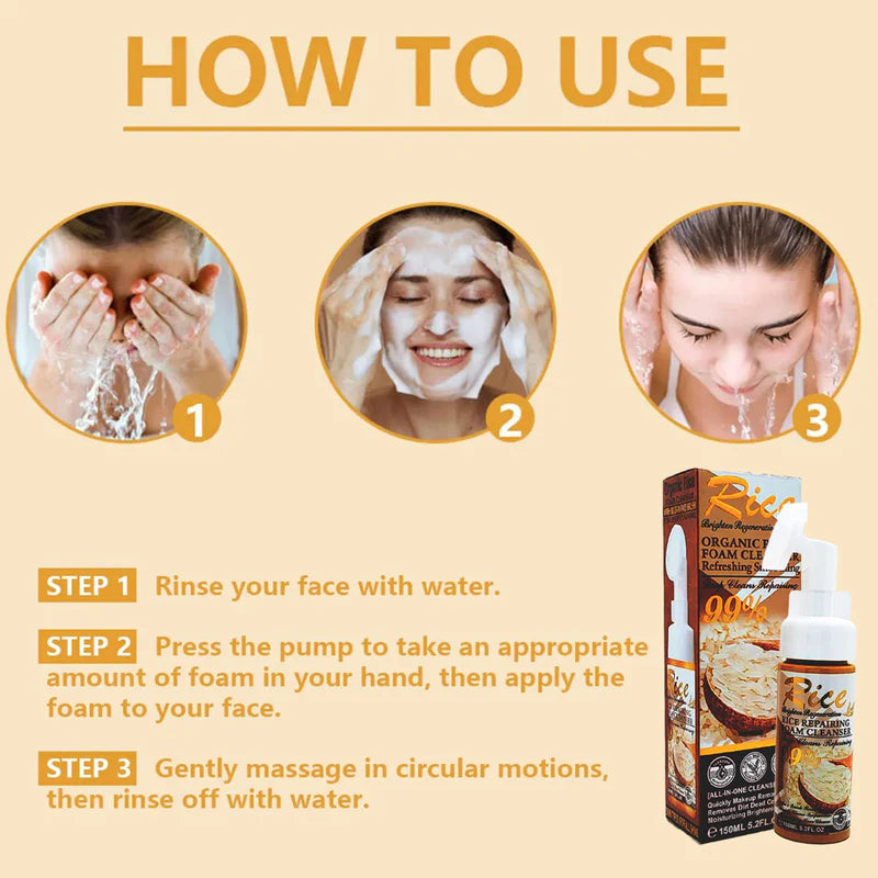 Espuma Limpiadora Facial con Extracto de Arroz Orgánico