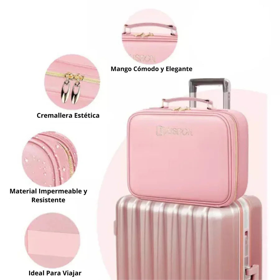 Estuche de Maquillaje Portátil con Espejo LED