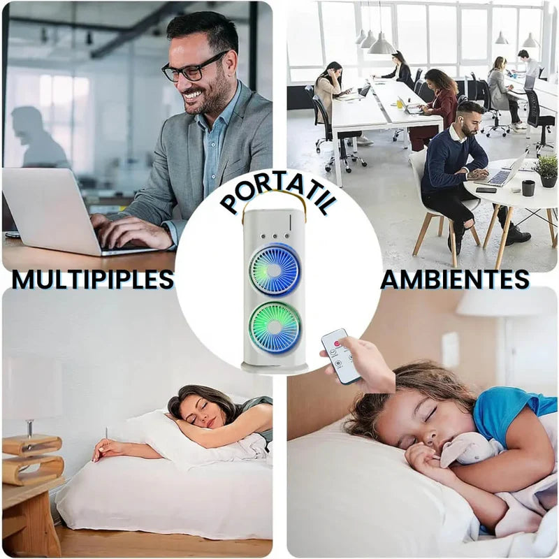 Mini Ventilador de Mesa con Niebla y Enfriador