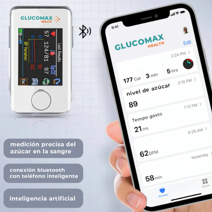 Óximetro medidor Glucomax | Mide Glucosa, Oxígeno y Pulso