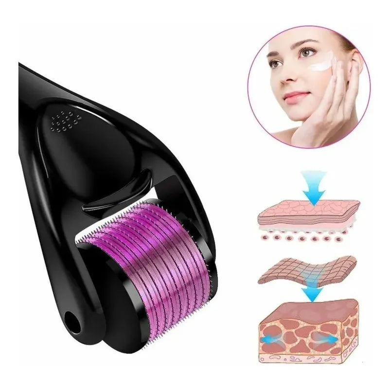 Rodillo Derma Roller para la Piel Barba y Cabello 3x1