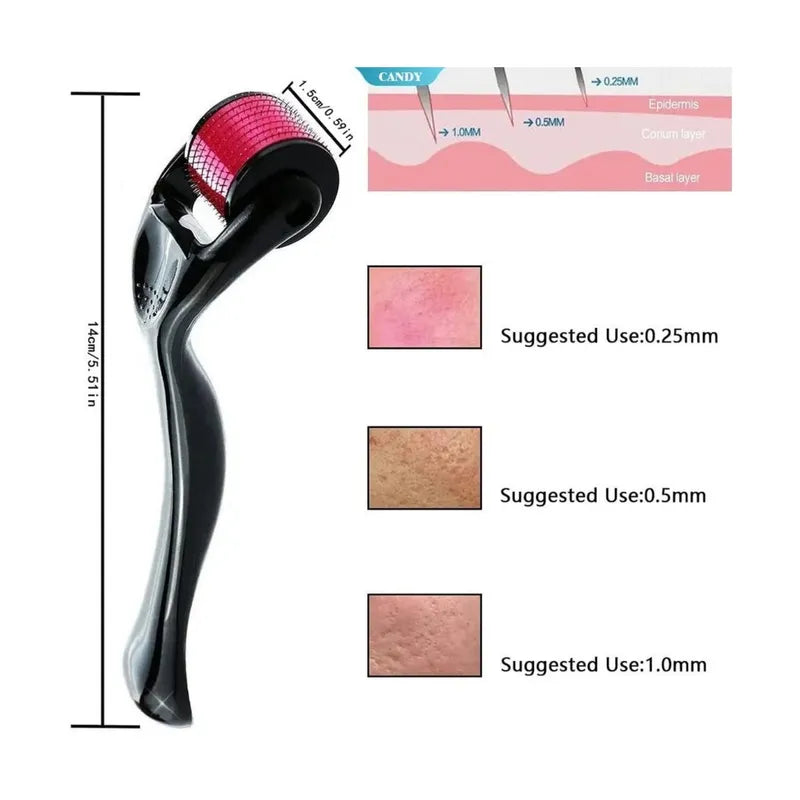 Rodillo Derma Roller para la Piel Barba y Cabello 3x1