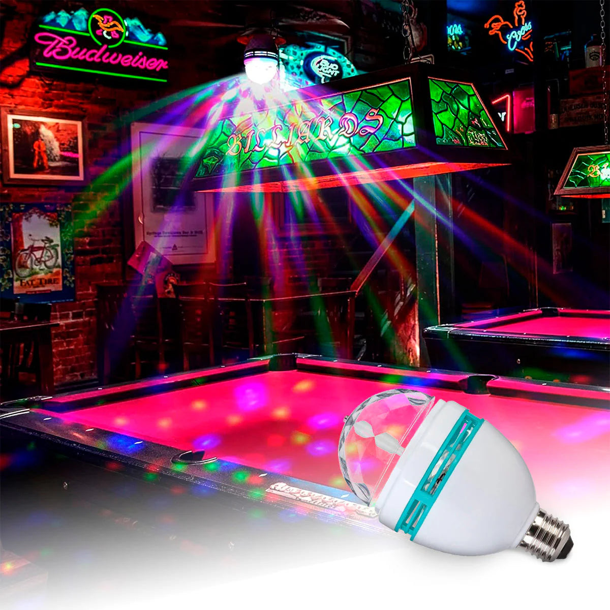 Luz De Discoteca Giratoria | Bombilla LED Multicolor Para Hogar Y Club 2x1