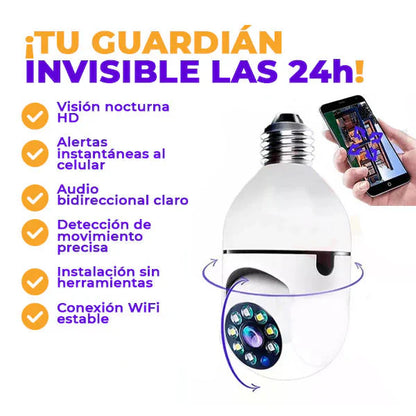 Bombilla Vigilante 360° Wifi. Cámara De Seguridad