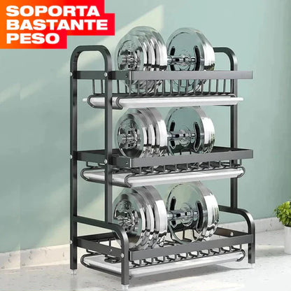 Organizador Escurridor de Platos de Tres Niveles