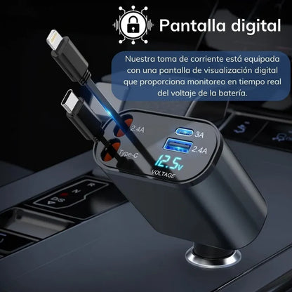 Cargador de Coche Retráctil Carga Rápida