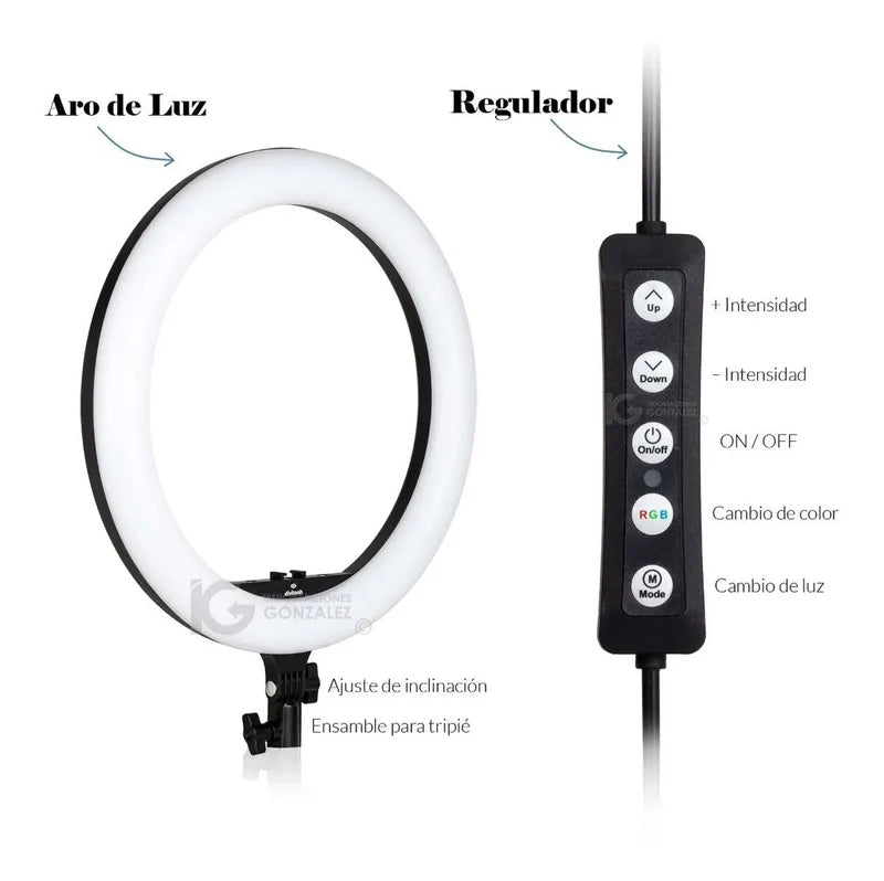 Aro de Luz LED de 12" con Trípode Extensible
