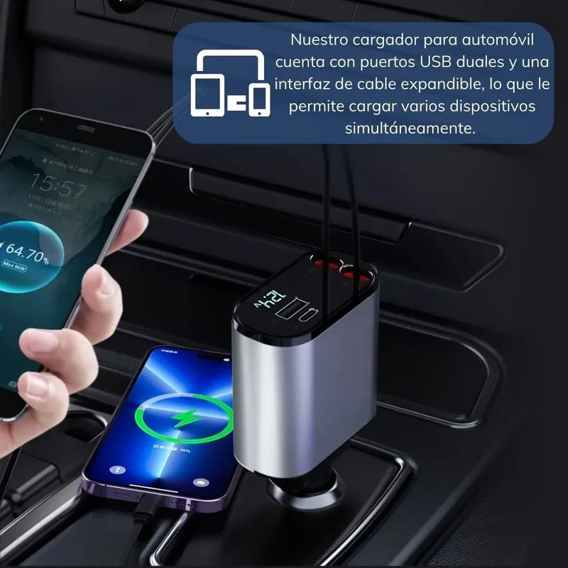 Cargador de Coche Retráctil Carga Rápida