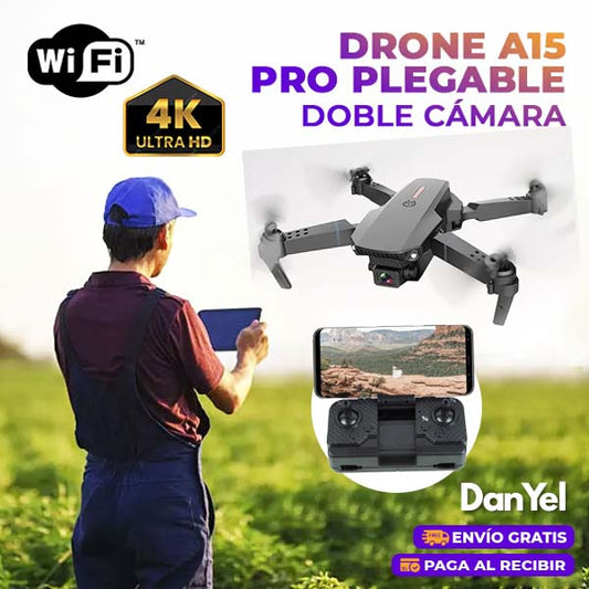 DRONE PLEGABLE A15 PRO DOBLE CÁMARA 4K WIFI