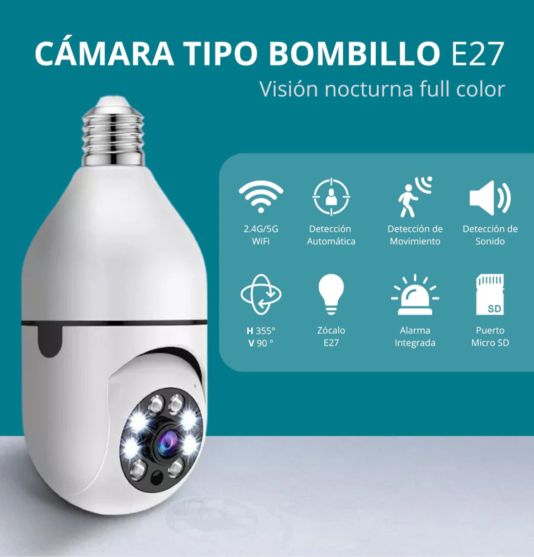 Cámara Wifi Tipo Bombillo | Panorama 360