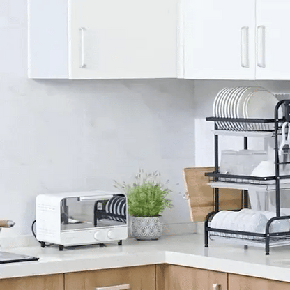 Organizador Escurridor de Platos de Tres Niveles