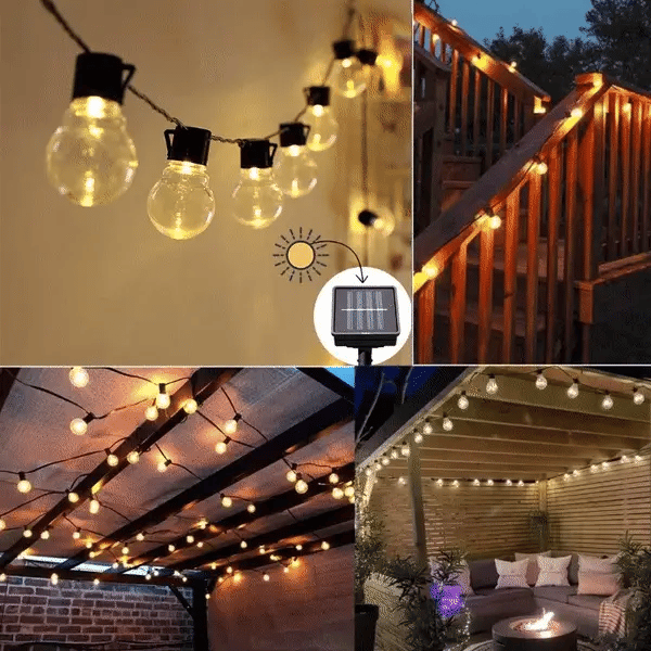 Guirnalda de Luces con Panel Solar y Carga USB
