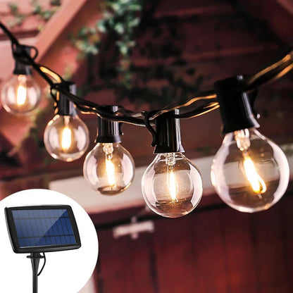 Guirnalda de Luces con Panel Solar y Carga USB